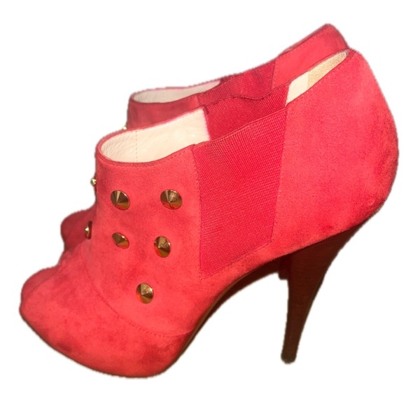 FENDI Red Studded Suede Platform Ankle heels boots, Size 36 US 5.5 - Picture 8 of 13